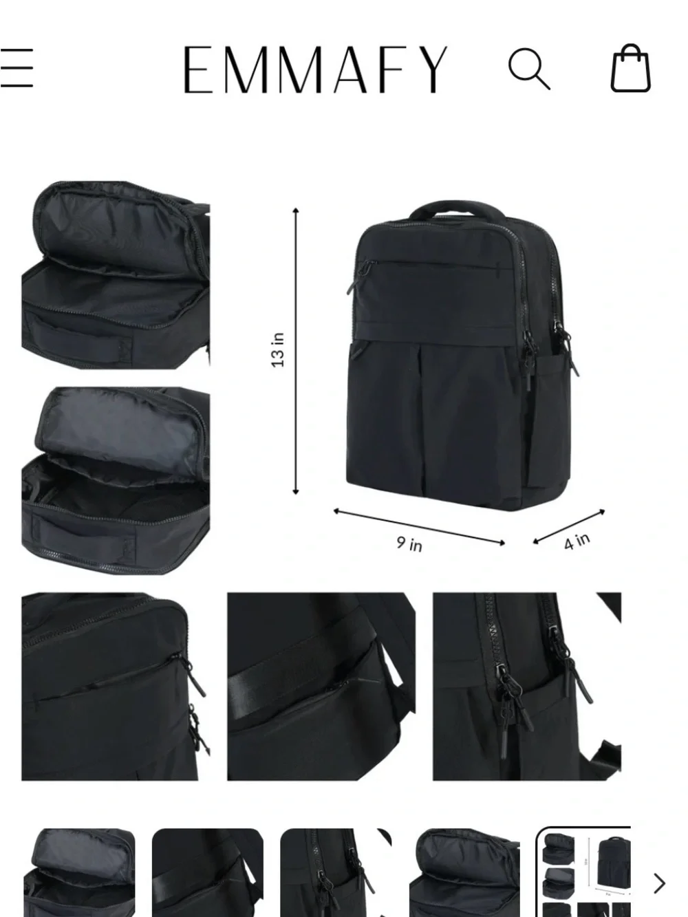 Minimax Backpack with Multiple Pockets. Size in photos.